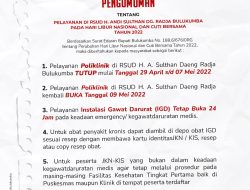 Poli RSUD Tutup Selama Libur Lebaran, IGD Tetap Melayani 24 Jam