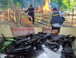 Polsek Gantarang Grebek Lokasi Sabung Ayam, 20 unit motor Diamankan.