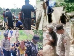 Bhabinkamtibmas Polsek Gantarang Bersama Warga Bangun Jembatan Darurat Akibat Banjir