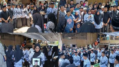 Penghormatan Terakhir, PGRI Gantarang Gelar Upacara Pelepasan Jenazah Guru SDN 41 Matekko