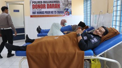 Sambut HUT Humas Polri ke-75, Humas Polres Bulukumba Gelar Bakti Sosial Donor Darah
