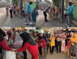 Tak Hanya Atur Lalu Lintas Pagi, Aiptu Usman Turut Gotong Royong Bersihkan Lingkungan Bersama Warga